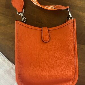 Women's Orange Leather H Crossbody Bag